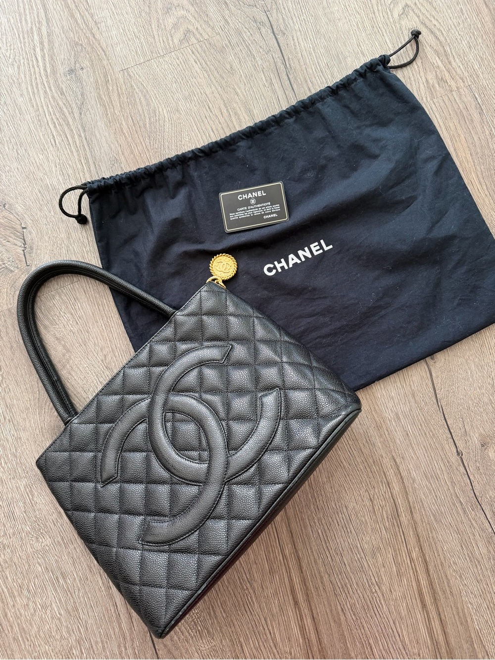 CHANEL Black Quilted Leather Top-Handle Tote with Oversized CC